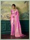 Pink Banarasi Silk Party Wear Saree With Blouse - Front View | Samyak Fashion