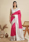 Pink Banarasi Soft Silk Elegant Party Wear Saree Collection With Blouse - Front View | Samyak Fashion