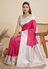 Pink Banarasi Soft Silk Elegant Party Wear Saree Collection With Blouse - Side View | Samyak Fashion