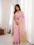 Pink Banarasi Soft Silk Party Wear Saree With Blouse - Back View | Samyak Fashion