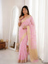 Pink Banarasi Soft Silk Party Wear Saree With Blouse - Side View | Samyak Fashion