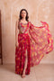 Pink Chiffon Arty Lehenga Choli - Front View | Samyak Fashion