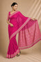 Pink Chiffon Saree With Blouse - Front View | Samyak Fashion