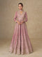 Pink Chinon Gown With Dupatta With Dupatta - Front View | Samyak Fashion