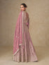 Pink Chinon Gown With Dupatta With Dupatta - Back View | Samyak Fashion