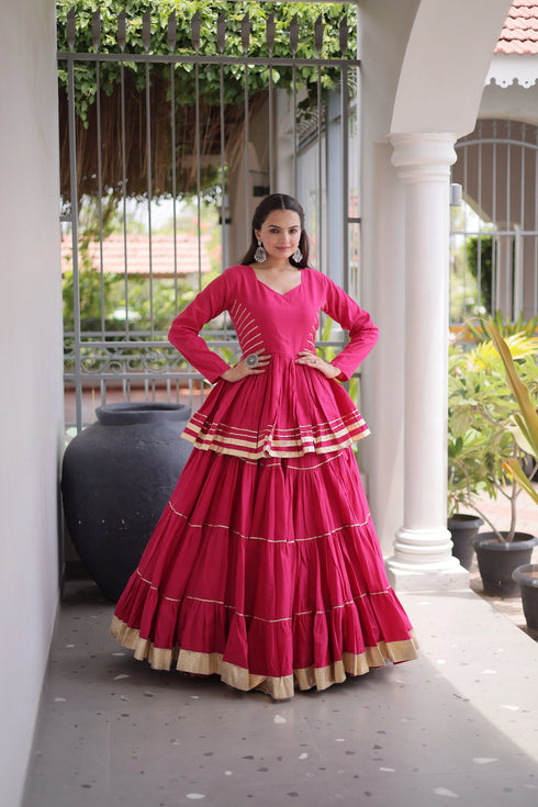 Pink Cora Cotton Lahenga Choli - Detail View | Samyak Fashion