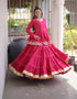 Pink Cora Cotton Lehenga Choli - Side View | Samyak Fashion