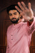 Pink Cotton Mens Kurta With Payjama - Close-up View | Samyak Fashion