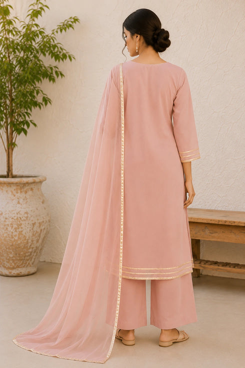 Pink Cotton Salwar Suit - Side View | Samyak Fashion
