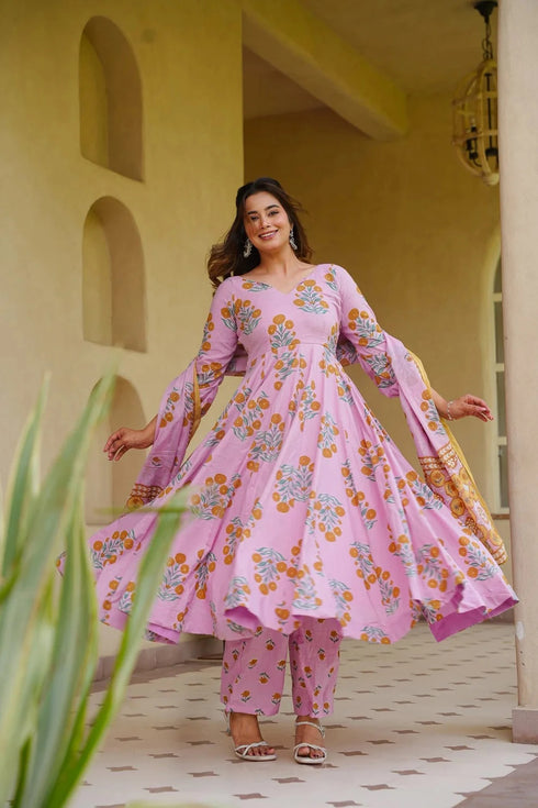 Pink Cotton Silk Salwar Suit - Detail View | Samyak Fashion