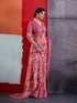 Pink Crepe Elegant Party Wear Saree Collection With Blouse - Back View | Samyak Fashion