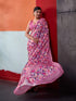 Pink Crepe Elegant Party Wear Saree Collection With Blouse - Back View | Samyak Fashion