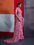 Pink Crepe Elegant Party Wear Saree Collection With Blouse - Side View | Samyak Fashion