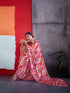 Pink Crepe Elegant Party Wear Saree Collection With Blouse - Side View | Samyak Fashion