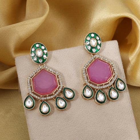 Pink Earrings - Back View | Samyak Fashion