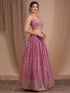 Pink Georgette Lehenga Choli - Side View | Samyak Fashion