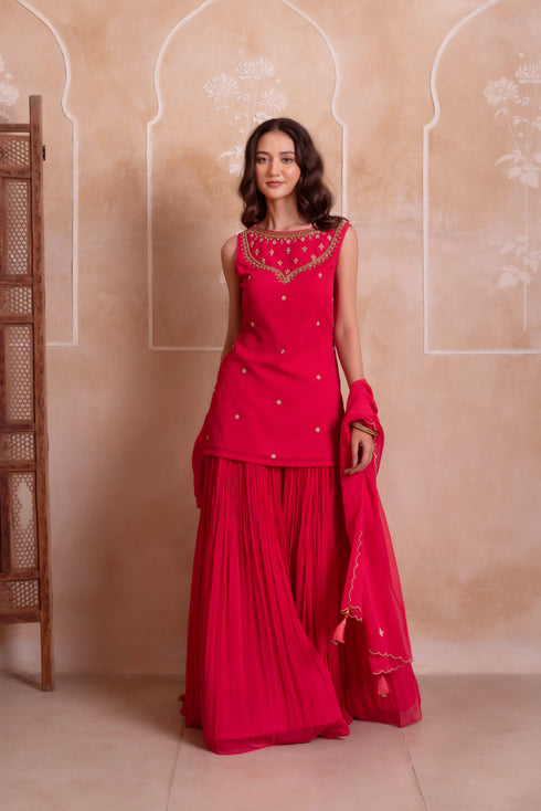 Pink Georgette Salwar Suit - Side View | Samyak Fashion
