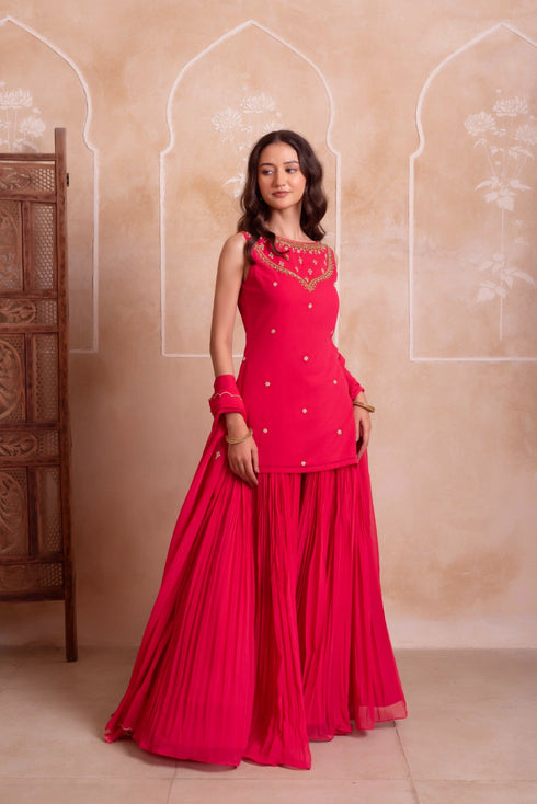 Pink Georgette Salwar Suit - Detail View | Samyak Fashion
