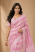 Pink Georgette Saree With Blouse - Side View | Samyak Fashion