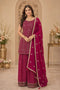 Pink Georgette Sharara Suit Embroidery,swarovski Work - Front View | Samyak Fashion