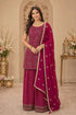 Pink Georgette Sharara Suit Embroidery,swarovski Work - Front View | Samyak Fashion