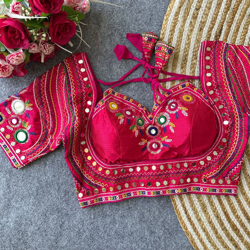 Pink Heavy Italian Silk Blouse - Side View | Samyak Fashion