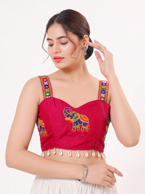 Pink Heavy Magic Cotton Blouse - Front View | Samyak Fashion