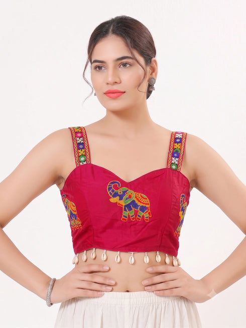 Pink Heavy Magic Cotton Blouse - Back View | Samyak Fashion