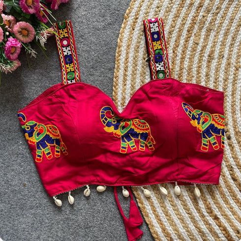 Pink Heavy Magic Cotton Blouse - Detail View | Samyak Fashion