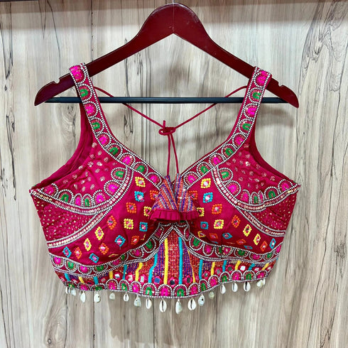 Pink Heavy Pure Soft Italian Silk With Tricot Fuising Blouse - Back View | Samyak Fashion