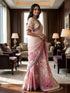 Pink Linen Saree With Blouse - Back View | Samyak Fashion