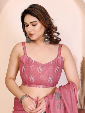 Pink Manipuri Silk Elegant Party Wear Saree Collection With Blouse - Full View | Samyak Fashion