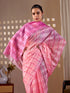Pink Monsoon Georgette Silk Party Wear Saree With Blouse - Styled View | Samyak Fashion