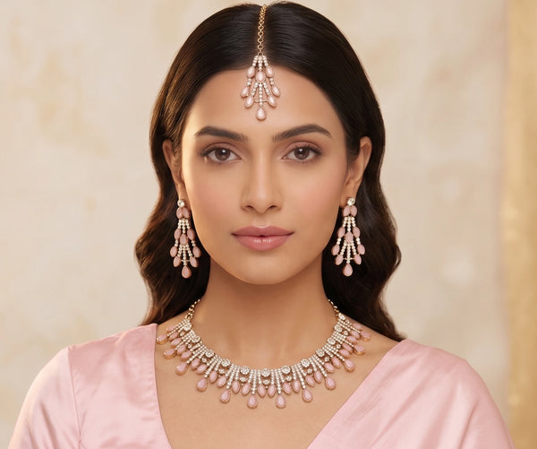 Pink Necklace - Front View | Samyak Fashion