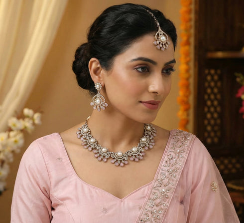 Pink Necklace - Front View | Samyak Fashion