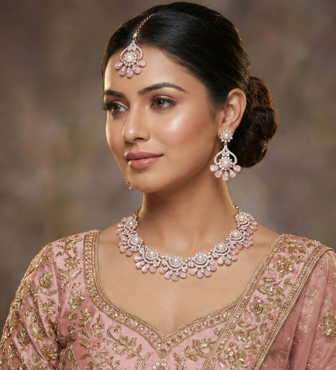 Pink Necklace - Front View | Samyak Fashion