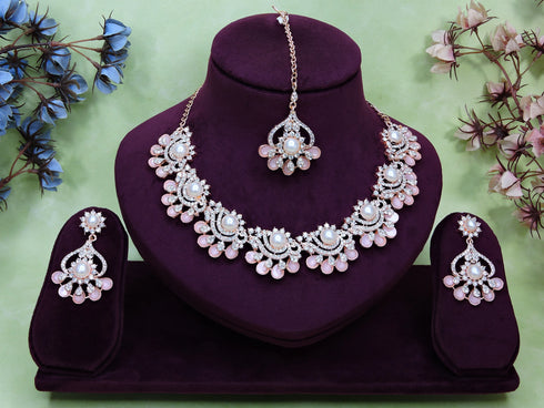 Pink Necklace - Back View | Samyak Fashion
