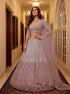 Pink Net Lehenga Choli Designed Pattern Sequance,jari Embroidered, Hand Work - Side View | Samyak Fashion