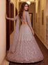 Pink Net Lehenga Choli Designed Pattern Sequance,jari Embroidered, Hand Work - Detail View | Samyak Fashion