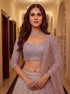 Pink Net Lehenga Choli Designed Pattern Sequance,jari Embroidered, Hand Work - Close-up View | Samyak Fashion