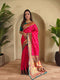 Pink Paithani Silk Party Wear Saree With Blouse - Front View | Samyak Fashion