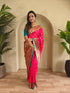 Pink Paithani Silk Party Wear Saree With Blouse - Back View | Samyak Fashion