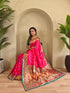 Pink Paithani Silk Party Wear Saree With Blouse - Side View | Samyak Fashion
