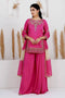 Pink Pure Natural Crepe Silk Salwar Suit - Front View | Samyak Fashion