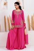 Pink Pure Natural Crepe Silk Salwar Suit - Back View | Samyak Fashion
