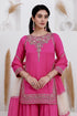 Pink Pure Natural Crepe Silk Salwar Suit - Side View | Samyak Fashion