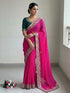 Pink Pure Soft Cyc Georgette Saree With Blouse - Front View | Samyak Fashion