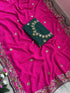 Pink Pure Soft Cyc Georgette Saree With Blouse - Back View | Samyak Fashion