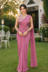Pink Real Premium Lycra Party Wear Ready To Wear Saree With Blouse - Front View | Samyak Fashion