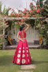Pink Roman Silk Lahenga Choli - Back View | Samyak Fashion